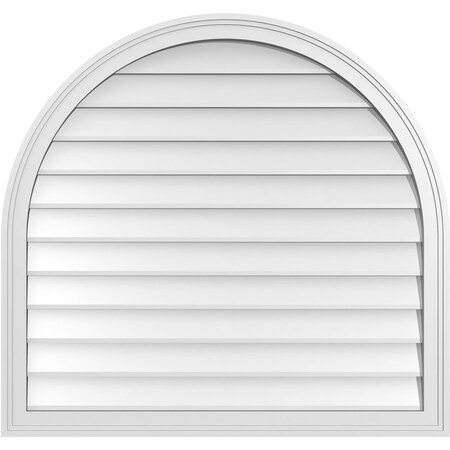 Ekena Millwork Round Top Surface Mount PVC Gable Vent w/ 2"W x 1-1/2"P Brickmould Frame, 36"W x 34"H GVPRT36X3402SN